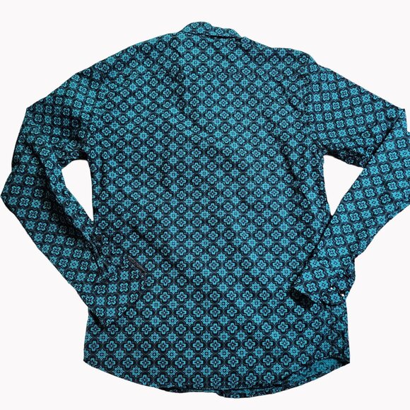 Consequence Mens Small Turquoise Black Long Sleeve Button-Up Shirt - Picture 10 of 12